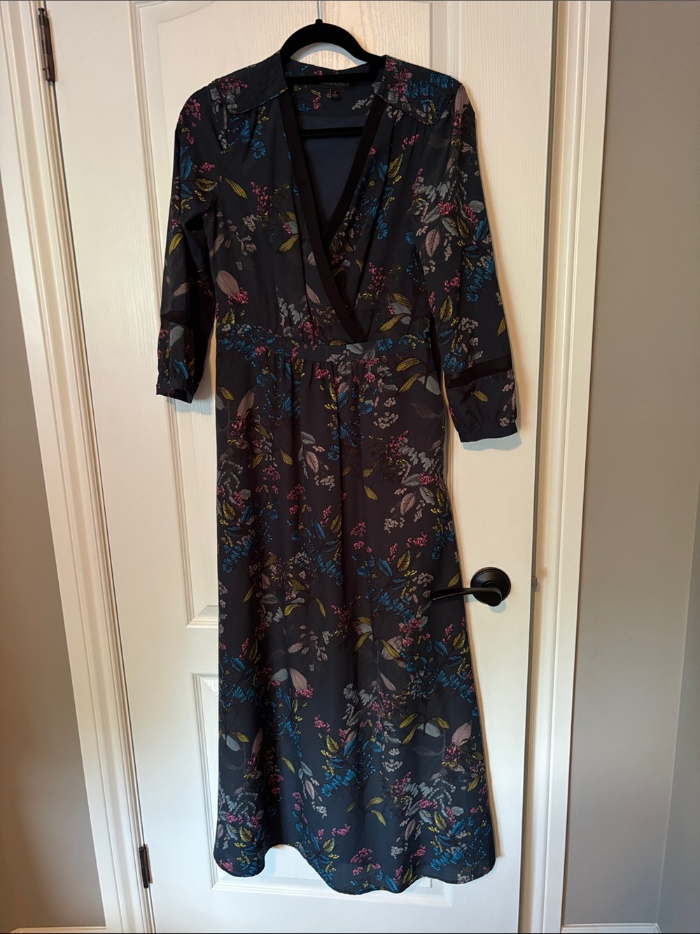 Floral Wrap Midi Dress - Dark Floral